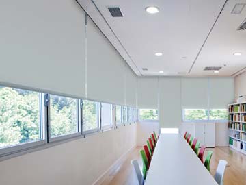 Grey Roller Blinds in School classroom